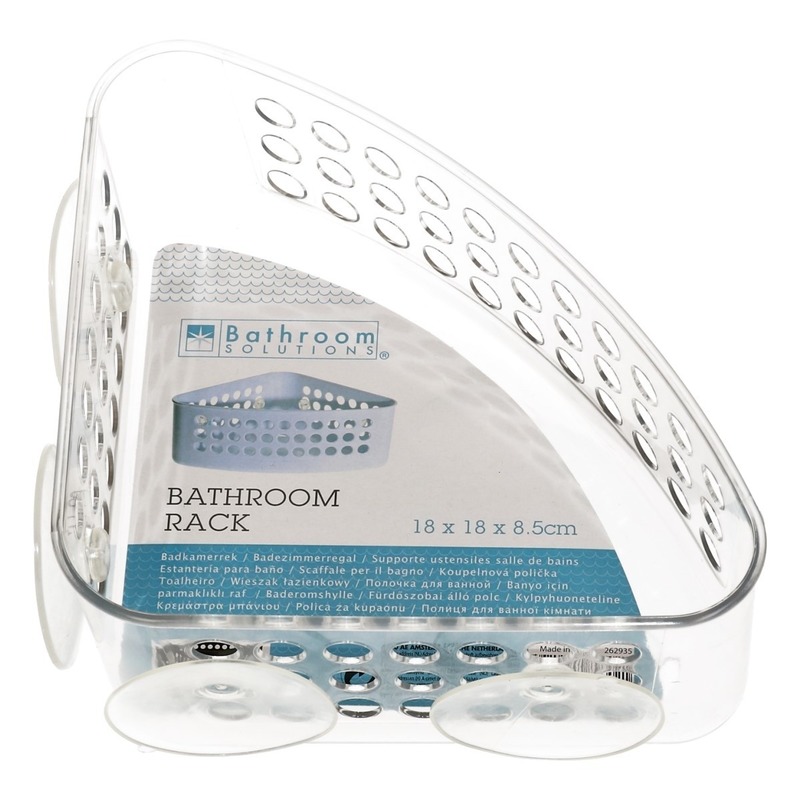 Transparant kunststof douche badkamer hoek mandje 18 cm