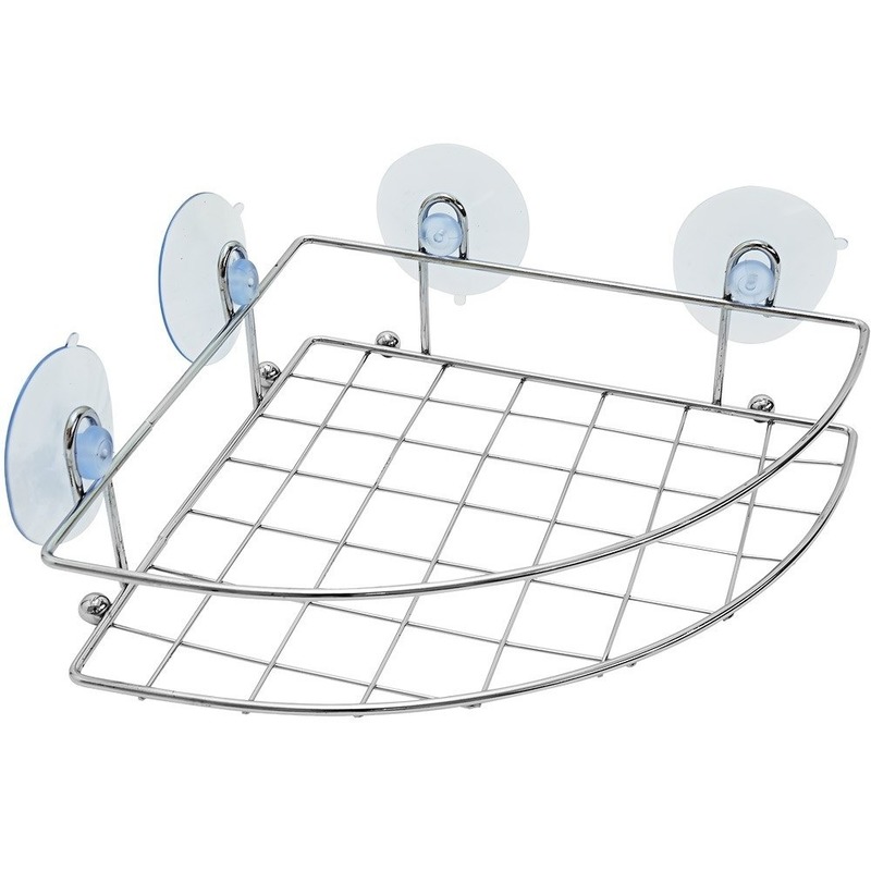 Chroom douche badkamer hoek mandje 20 x 27 cm